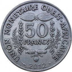Западная Африка 50 франков 2012 год - Гиря Ашанти
