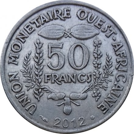 Западная Африка 50 франков 2012 год - Гиря Ашанти