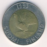 Монета Финляндия 10 марок 1993 год - Глухарь