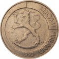 Финляндия 1 марка 1993 год (алюминиевая-бронза)