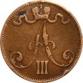 Финляндия 5 пенни 1888 год - Александр III - VF+