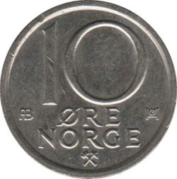 Норвегия 10 эре 1986 год - Король Улаф V
