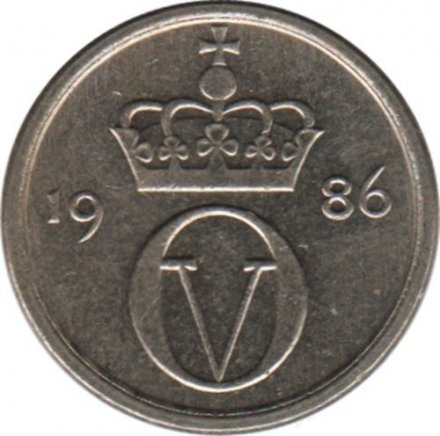 Норвегия 10 эре 1986 год - Король Улаф V