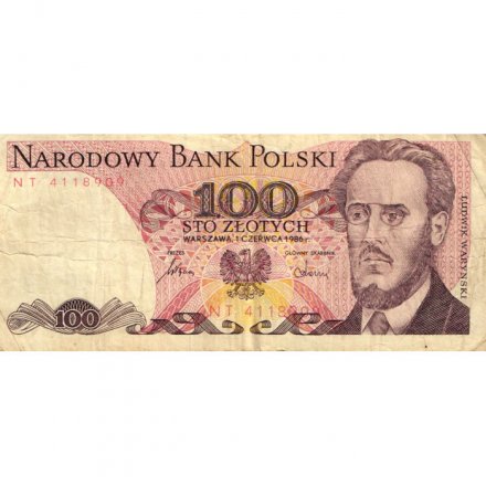 Польша 100 злотых 1986 год - Революционер Людвик Варынский - F