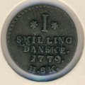 Дания 1 скиллинг 1779 год