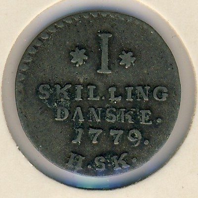 Дания 1 скиллинг 1779 год