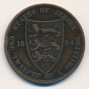 Джерси 1/12 шиллинга 1894 год
