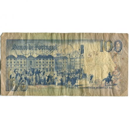 Португалия 100 эскудо 1981 год - Поэт Мануэл Мария Барбоза ду Бокаже. Площадь Росси в Лиссабоне F