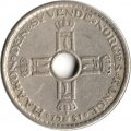 Норвегия 1 крона 1951 год - Король Хокон VII (с отверстием)