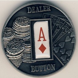 Монета Палау 1 доллар 2008 год - Туз бубен. Цветная наклейка