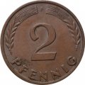 ФРГ 2 пфеннига 1962 год (F)
