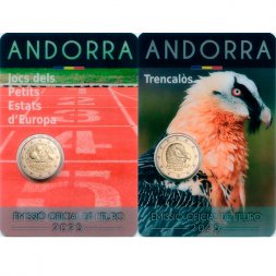 Набор из 2 монет Андорра 2 евро 2025 год - Игры малых государств Европы 2025, Бородач