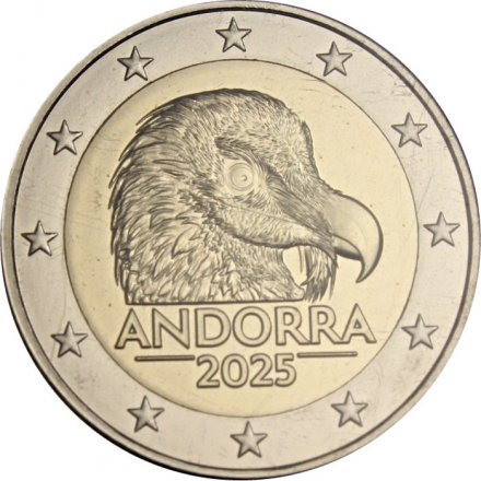 Набор из 2 монет Андорра 2 евро 2025 год - Игры малых государств Европы 2025, Бородач