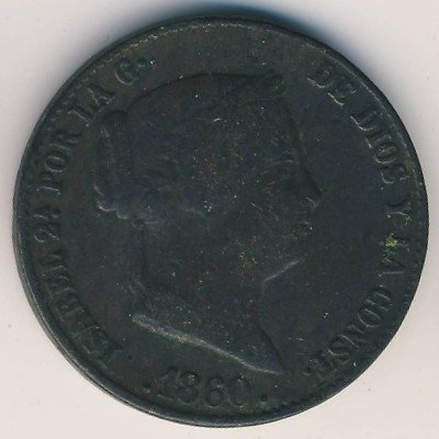 Испания 25 сентимо 1860 год