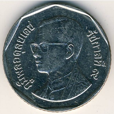 Таиланд 5 бат 2008 год (Старый аверс, толщина 2,2 мм)