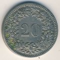 Швейцария 20 раппенов 1896 год