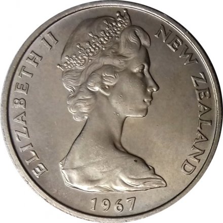 Новая Зеландия 10 центов 1967 год UNC