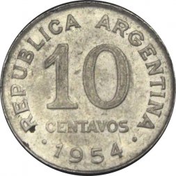 Аргентина 10 сентаво 1954 год