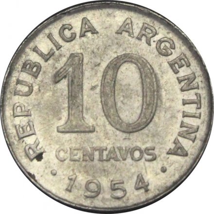 Аргентина 10 сентаво 1954 год
