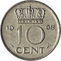 Нидерланды 10 центов 1968 год