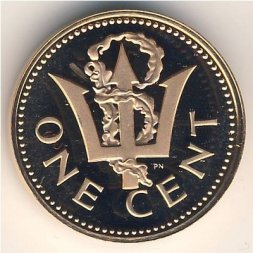 Барбадос 1 цент 1973 год - Трезубец (proof)