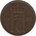 Норвегия 2 эре 1952 год - Король Хокон VII (новый тип)
