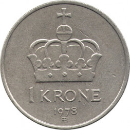 Норвегия 1 крона 1978 год - Король Улаф V