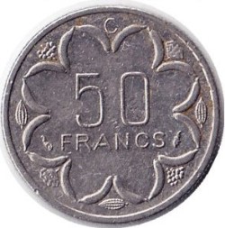 Монета Центральная Африка 50 франков 1980 год