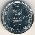 Венесуэла 25 сентимо 1990 год