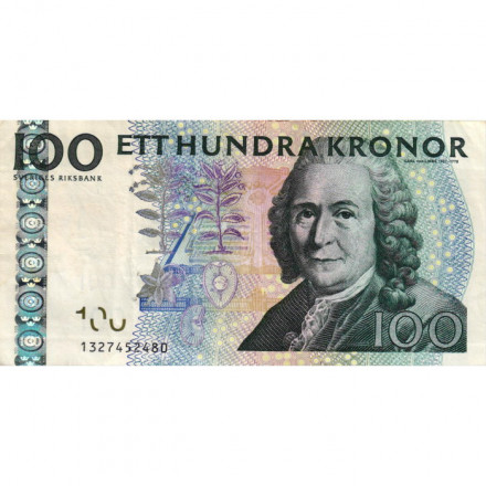 Швеция 100 крон 2001 год - Карл Линней - VF