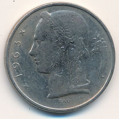Бельгия 5 франков 1963 год BELGIE