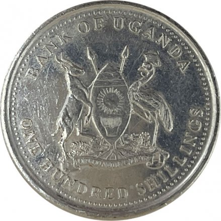 Уганда 100 шиллингов 2008 год - Африканский буйвол (магнетик)