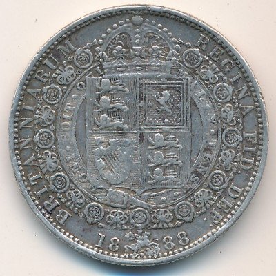Великобритания 1/2 кроны 1888 год