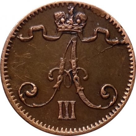 Финляндия 1 пенни 1883 год - Александр III - XF+