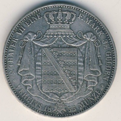 Саксония 2 талера 1855 год