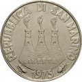 Сан-Марино 100 лир 1975 год - Любовь у животных. Кошка и собака