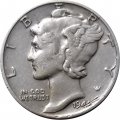 США 1 дайм (10 центов) 1944 год (без отметки МД)
