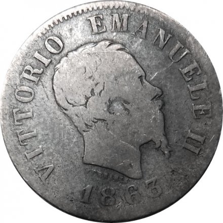 Италия 50 чентезимо 1863 год