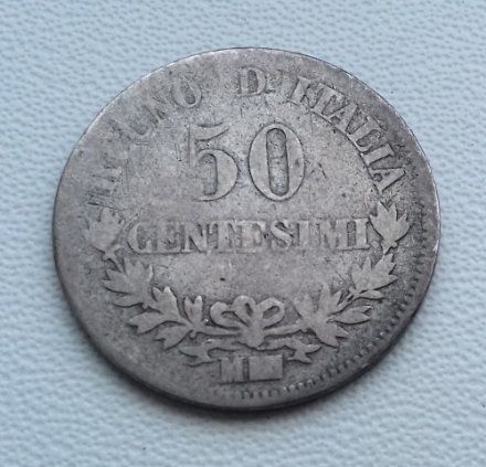 Италия 50 чентезимо 1863 год