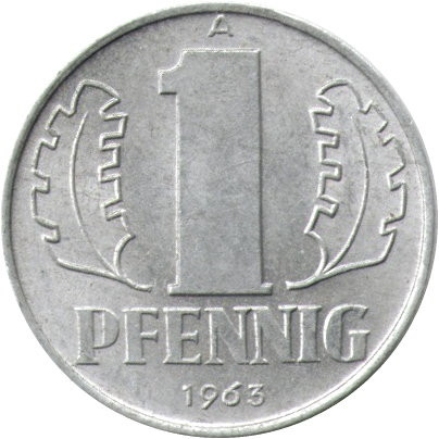 ГДР 1 пфенниг 1963 год