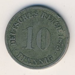 Германия 10 пфеннигов 1875 год (D)