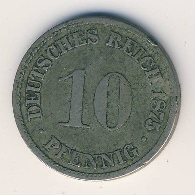 Германия 10 пфеннигов 1875 год (D)