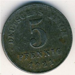 Германия 5 пфеннигов 1921 год