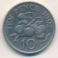 Гернси 10 пенсов 1992 год