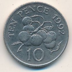 Гернси 10 пенсов 1992 год