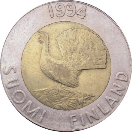 Финляндия 10 марок 1994 год - Глухарь