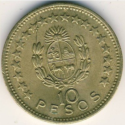 Уругвай 10 песо 1965 год - Хосе Артигас