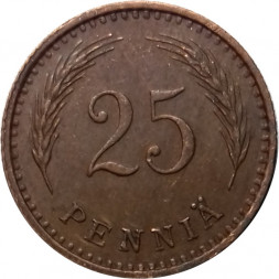 Финляндия 25 пенни 1943 год (медь)
