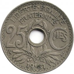 Франция 25 сантимов 1931 год