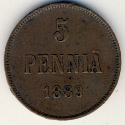 Финляндия 5 пенни 1889 год